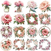 Peonies flowers clipart featuring soft pink spring blooms