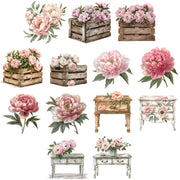 Peonies flowers clipart featuring soft pink spring blooms